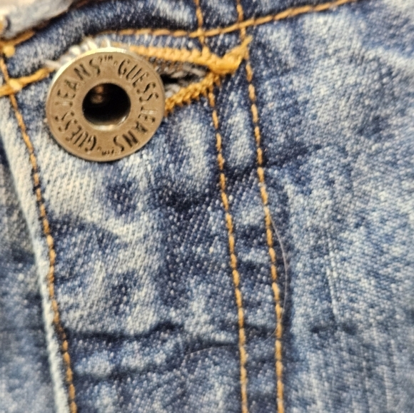 Vintage 90s Guess Double Layer Distressed Raw Hem Denim Jeans Size 28 Women K34 - Picture 5 of 15